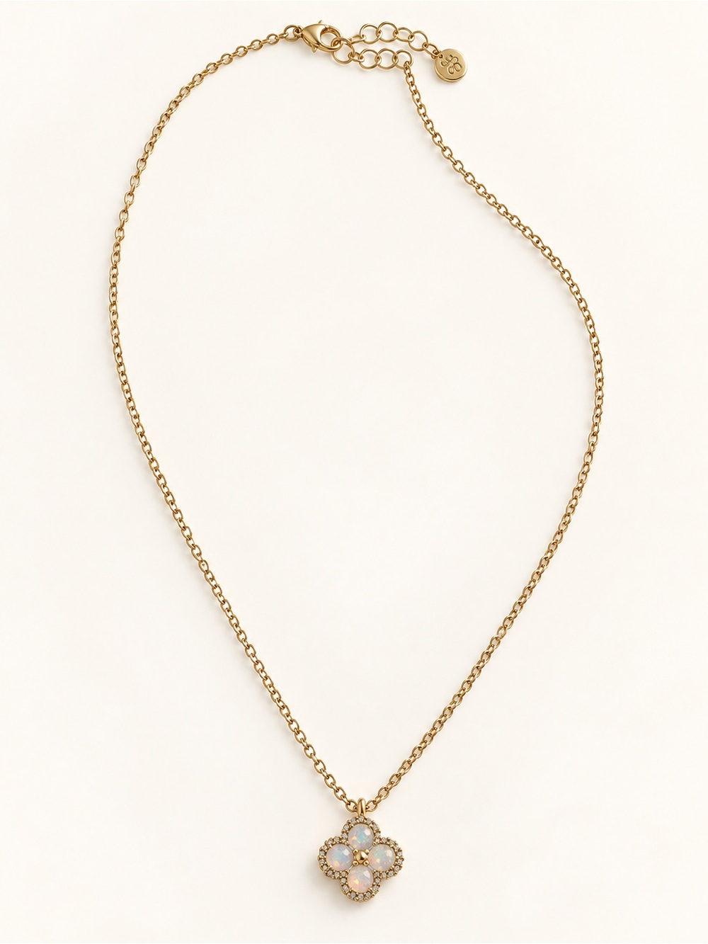 Gold Clover Opal Pendant Necklace - Women Jewelry
